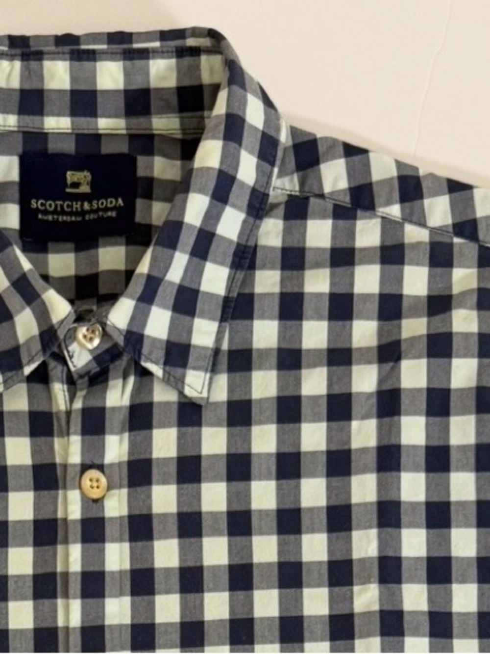 Scotch & Soda Navy & Green Gingham Button Down Shirt Men’s Medium